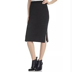 Eileen Fisher Merino Wool Blend Double Knit Stripe Pencil Skirt